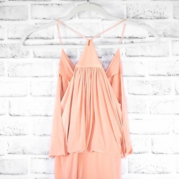 Misa Los Angeles Peach Jersey Knit Sleeveless Cocktail Mini‎ Dress Small Draped - Picture 6 of 11